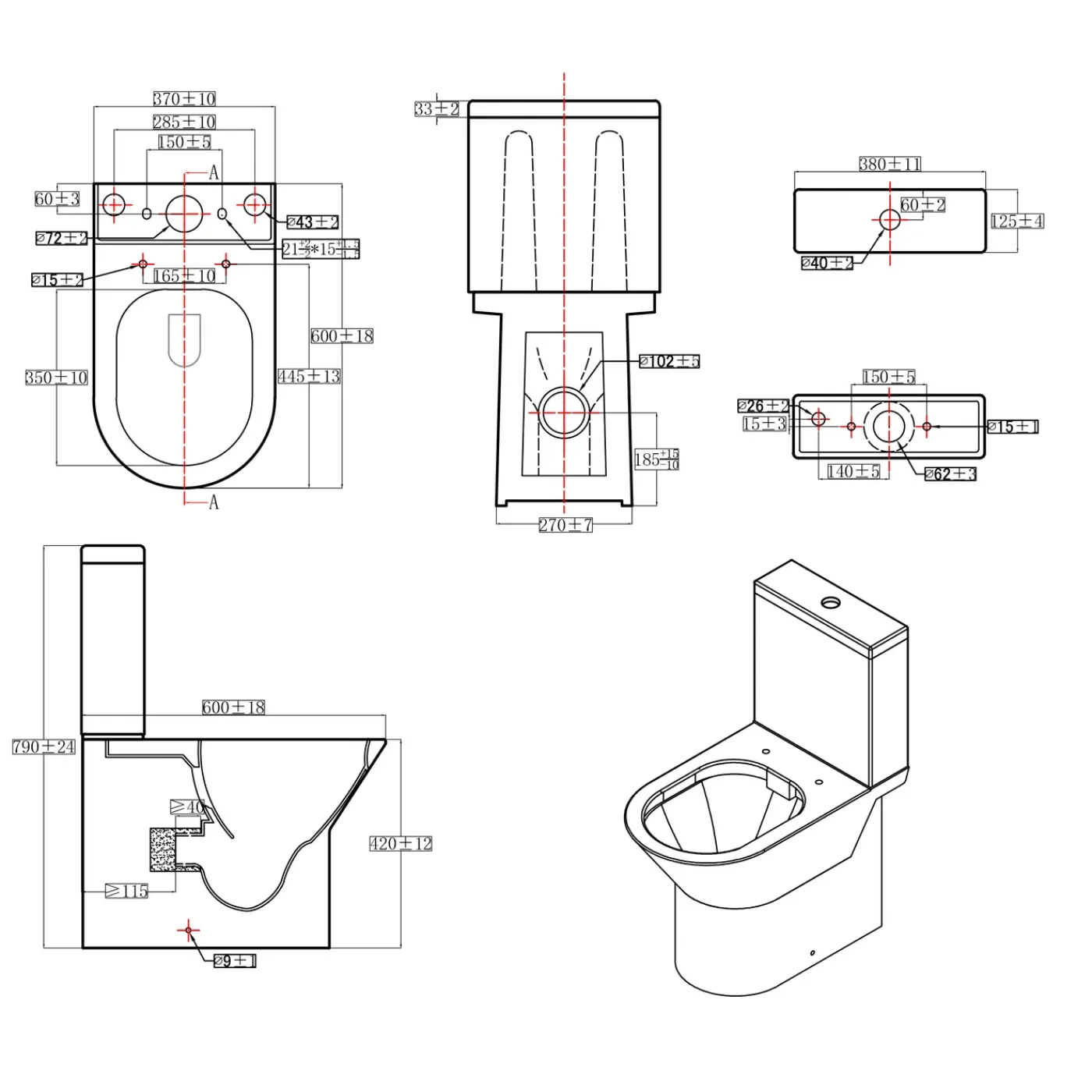 AquaVive – Praxis Eigen Merk Aquavive Livenza Duoblok toilet met randloze toiletpot - wit