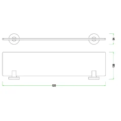 Aquavive Planchet - Geschilderd - Metaal - Muurbevestiging - Zwart - 58x15cm