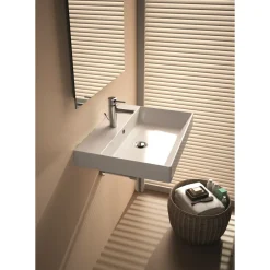 AquaVive rechthoekige wastafel Turano 50x45cm wit