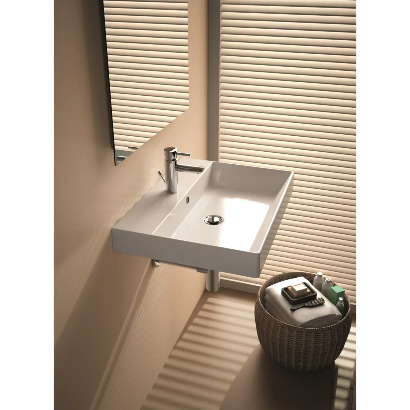 AquaVive rechthoekige wastafel Turano 50x45cm wit