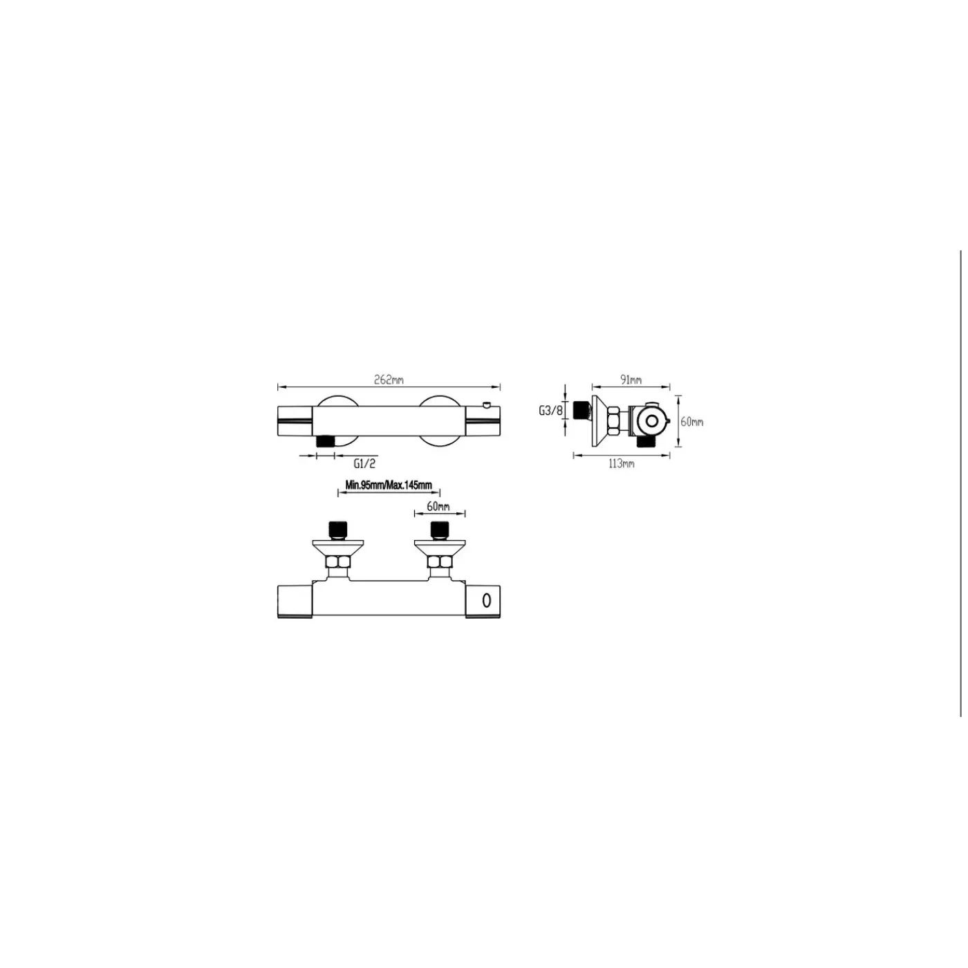 AquaVive – Praxis Eigen Merk Aquavive Thermostatische Douchekraan Irminio - Zwart - 12 cm