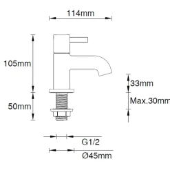 AquaVive Toiletkraan Baikal - Lage uitloop - Inoxlook - 5,0cm