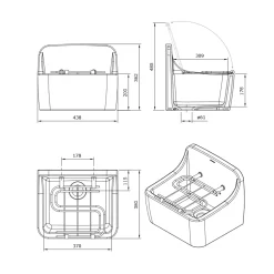 Aquavive Wasbak Spoelbak - Keramiek - Rechthoekig - Wit - 44x38x36cm