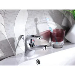 AquaVive – Praxis Eigen Merk AquaVive Wastafelmengkraan Grande - Lage uitloop - Keramisch - Chroom - 7,5cm