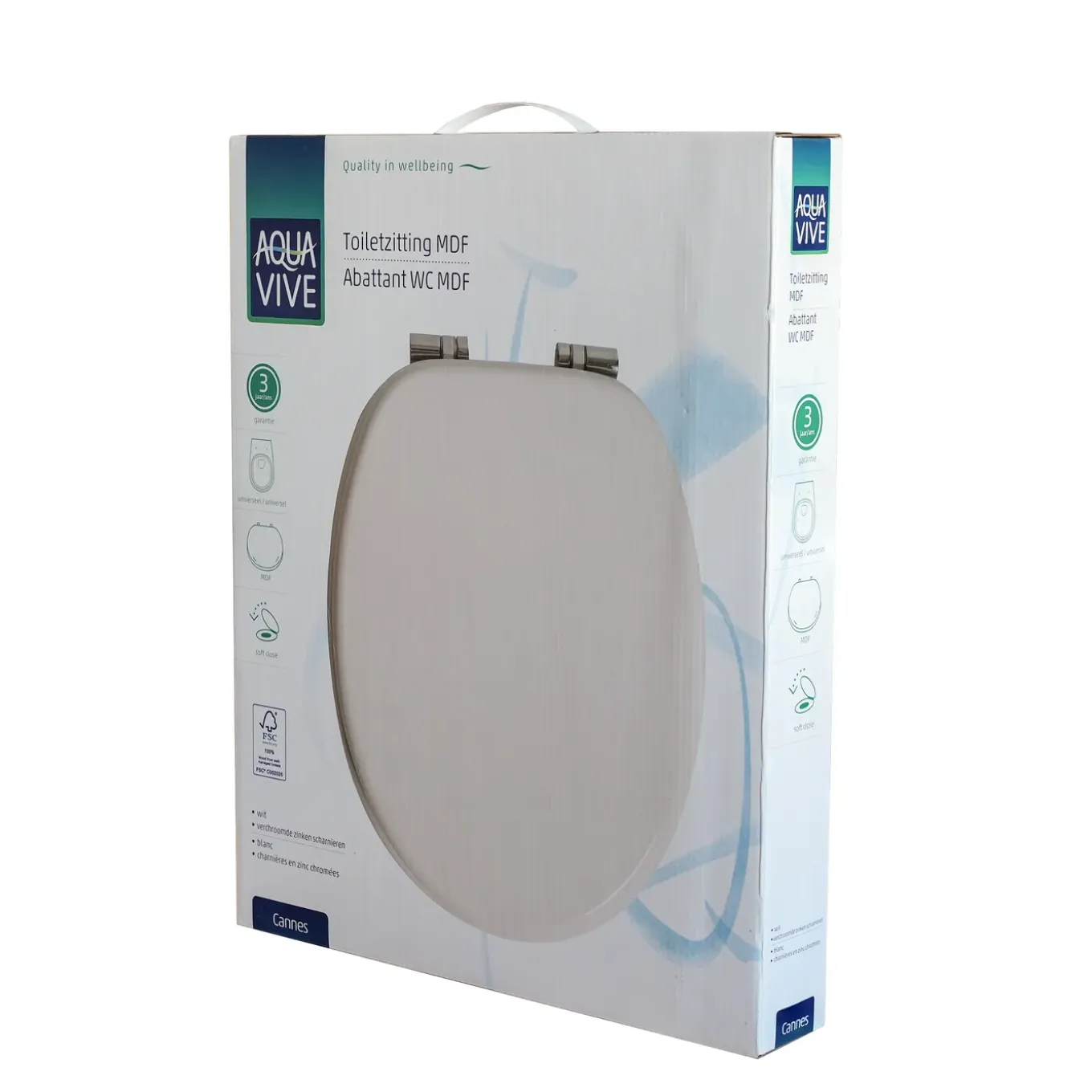 Aquavive WC-bril Cannes - MDF - Softclose - Verstelbaar - Wit