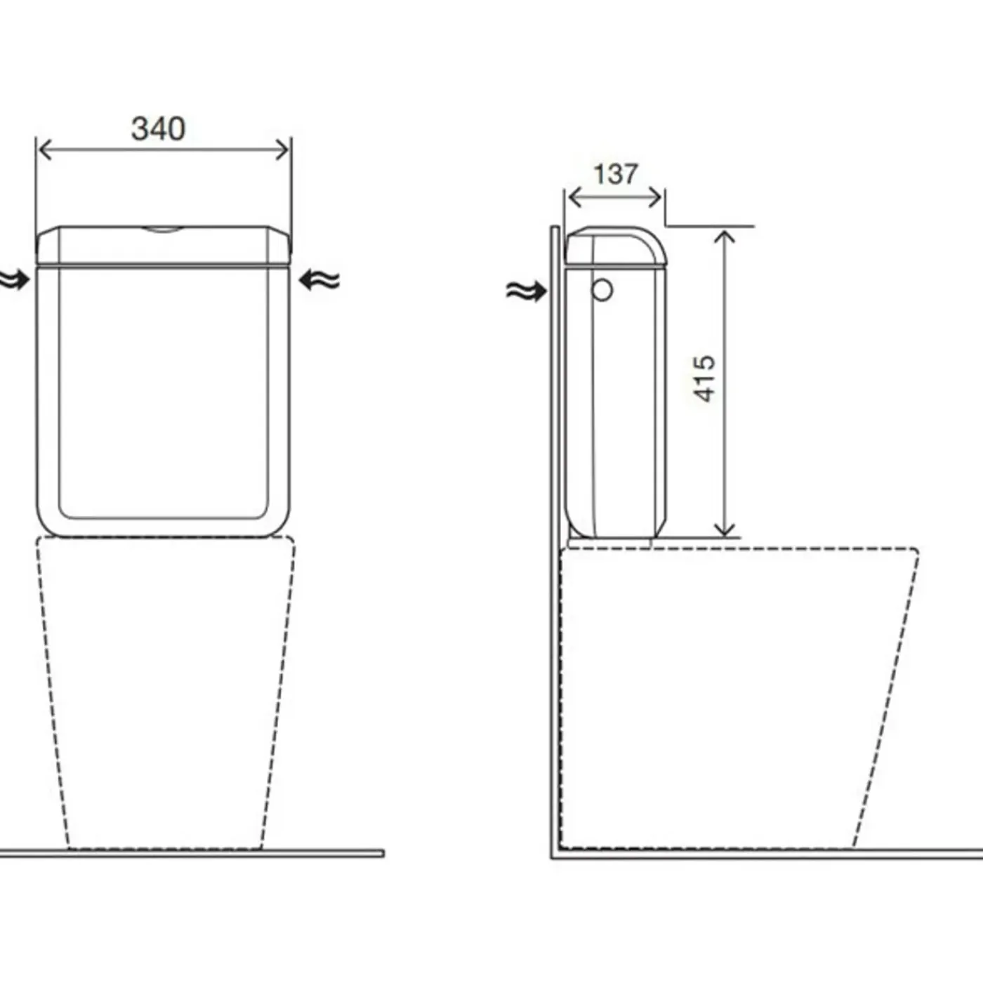 AquaVive – Praxis Eigen Merk Aquavive WC stortbak Lambro - Kunststof - 3/6L Tweeknops - 34x41,5x13,7cm