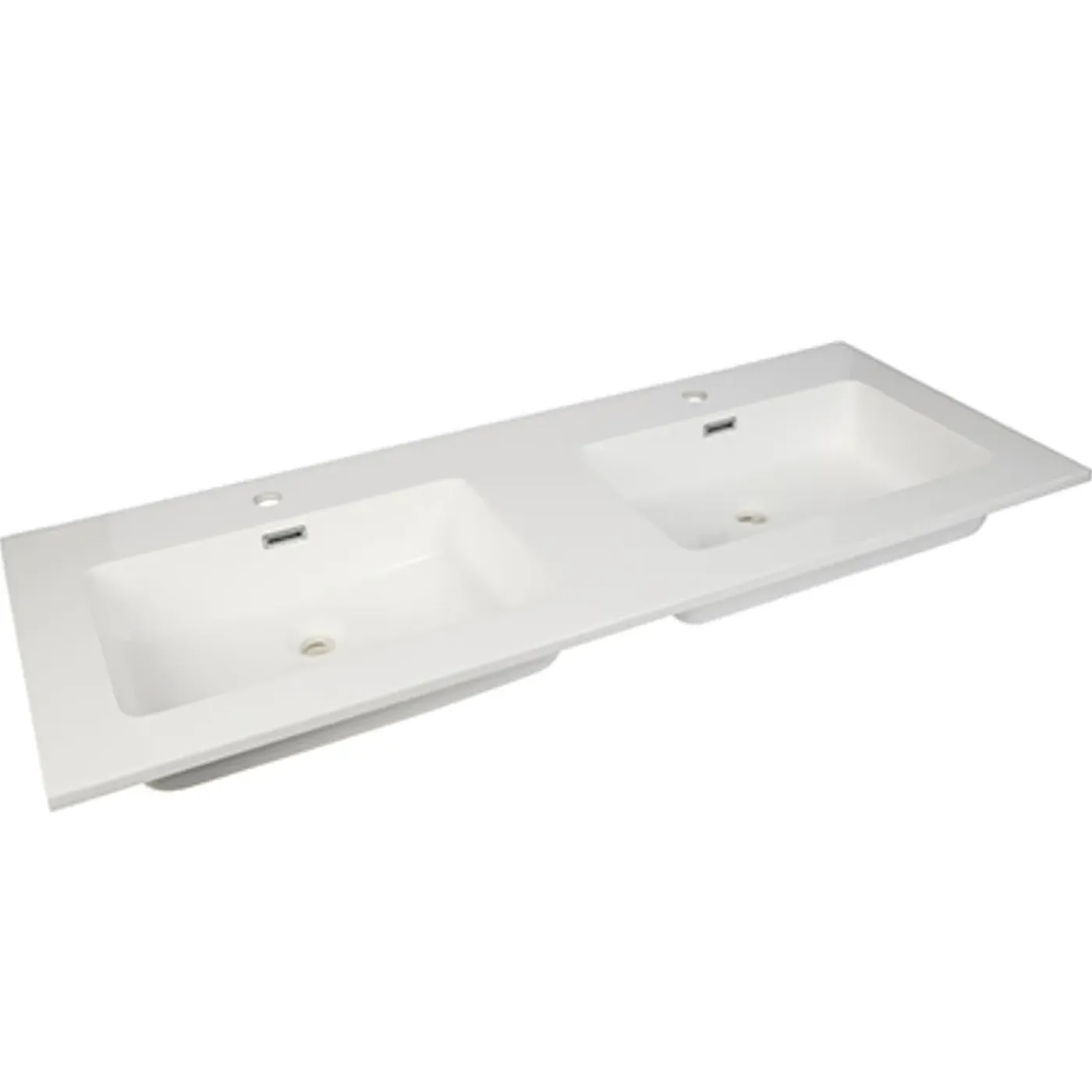 AquaVive – Praxis Eigen Merk Aquazuro Dubbele Wastafel Napoli - Keramiek - Glanzend - Wit - 50cm