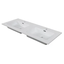 AquaVive – Praxis Eigen Merk Aquazuro Dubbele Wastafel Napoli - Keramiek - Glanzend - Wit - 50cm