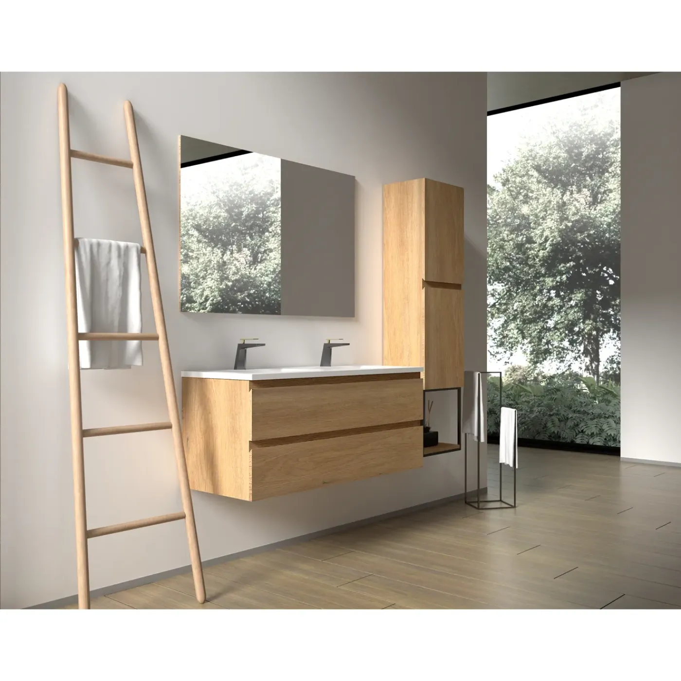 AquaVive – Praxis Eigen Merk Aquazuro Dubbele Wastafel Napoli - Keramiek - Glanzend - Wit - 50cm