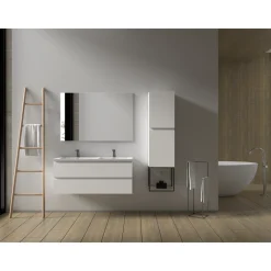 AquaVive – Praxis Eigen Merk Aquazuro Dubbele Wastafel Napoli - Keramiek - Glanzend - Wit - 50cm