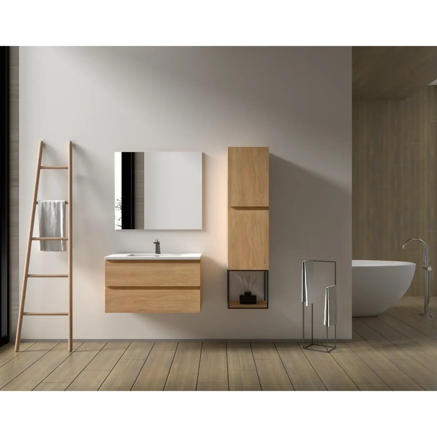 AquaVive – Praxis Eigen Merk Aquazuro Enkele Wastafel Napoli - Rechthoekig - Glanzend - Wit - 90cm