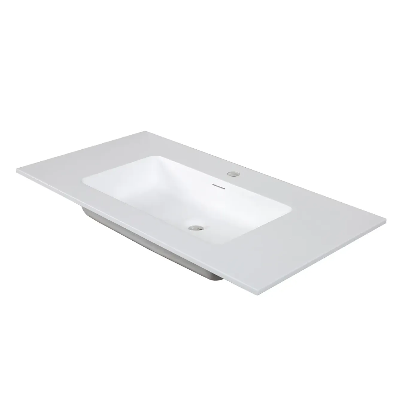 AquaVive – Praxis Eigen Merk Aquazuro Enkele Wastafel Napoli - Minerale composiet - Rechthoekig - Mat Wit - 90cm