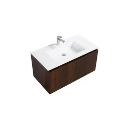 AquaVive – Praxis Eigen Merk Aquazuro Enkele Wastafel Napoli - Minerale composiet - Rechthoekig - Mat Wit - 90cm