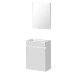 Aquazuro Fonteinmeubelset Napoli - Inclusief Wastafel en Spiegel - Softclose - Hoogglans Wit - 39,4x21,7x52cm