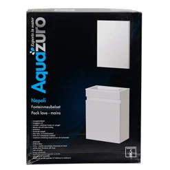 Aquazuro Fonteinmeubelset Napoli - Inclusief Wastafel en Spiegel - Softclose - Hoogglans Wit - 39,4x21,7x52cm