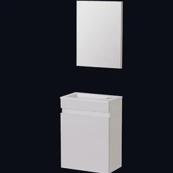 Aquazuro Fonteinmeubelset Napoli - Inclusief Wastafel en Spiegel - Softclose - Hoogglans Wit - 39,4x21,7x52cm