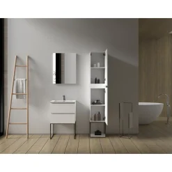 Aquazuro Hoge Badkamerkast Napoli 40cm - Hoogglans Wit - Met 2 Deuren - 40x176x30cm