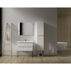 Aquazuro Hoge Badkamerkast Napoli 40cm - Hoogglans Wit - Met 2 Deuren - 40x176x30cm