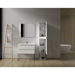 Aquazuro Hoge Badkamerkast Napoli 40cm - Hoogglans Wit - Met 2 Deuren - 40x176x30cm