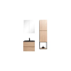 Aquazuro Waskom Badkamer Napoli - Polybeton - Vierkant - Mat Zwart - 48cm