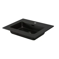 Aquazuro Waskom Badkamer Napoli - Polybeton - Vierkant - Mat Zwart - 48cm
