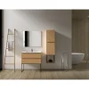 Aquazuro Wastafelonderkast Napoli 90cm - Natuur Eiken Houtlook - Met 2 Lades - 89,4x50x47,5cm