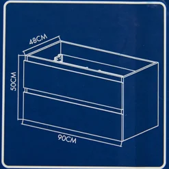 Aquazuro Wastafelonderkast Napoli 90cm - Natuur Eiken Houtlook - Met 2 Lades - 89,4x50x47,5cm