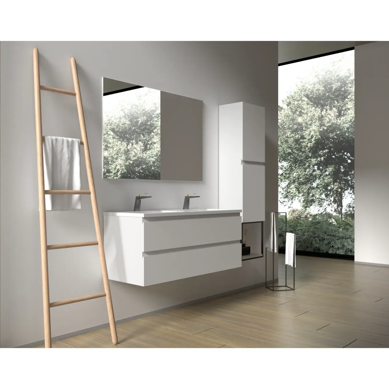 Aquazuro Wastafelonderkast Napoli 119cm - Hoogglans Wit - Met 2 Lades - 119,4x50x47,5cm