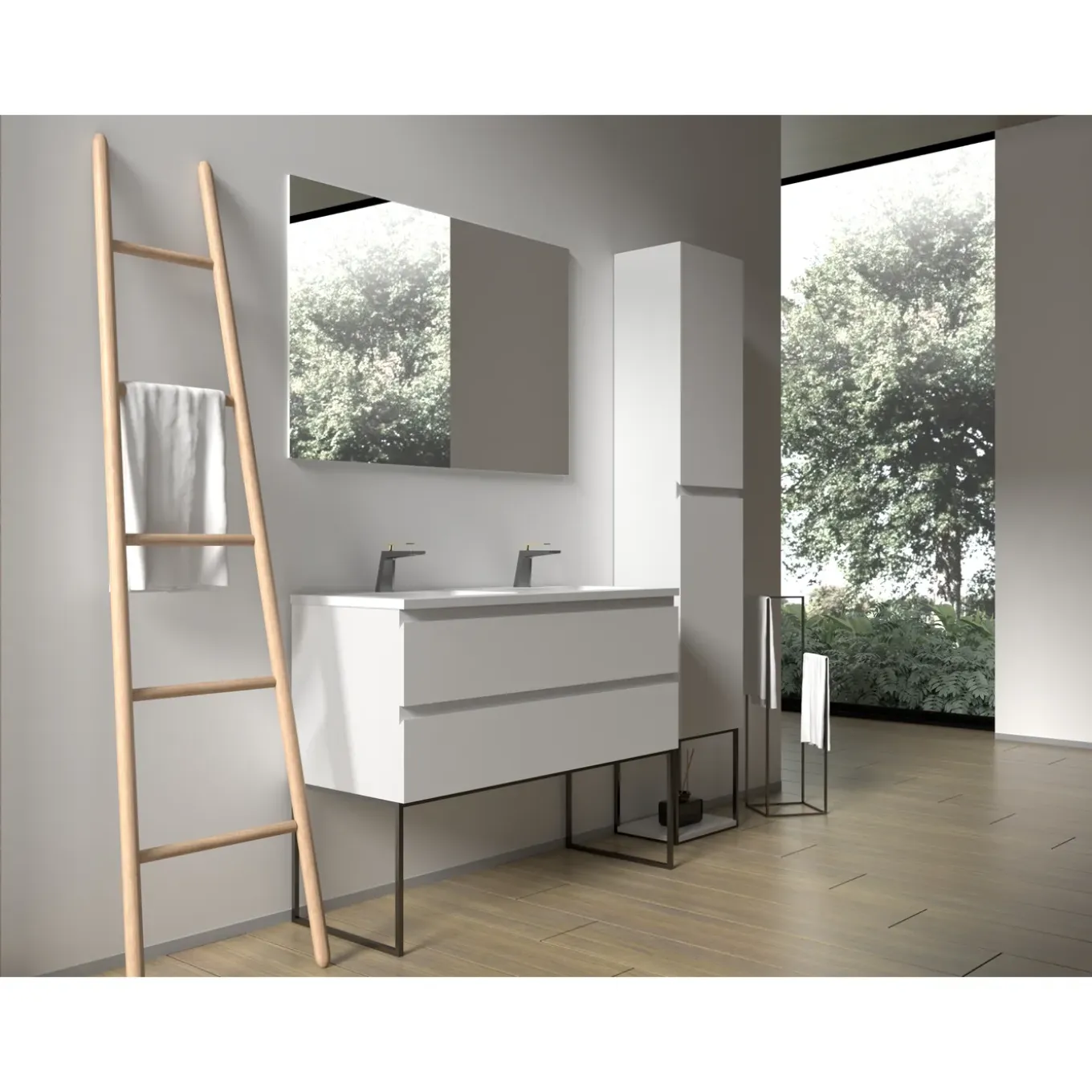 Aquazuro Wastafelonderkast Napoli 119cm - Hoogglans Wit - Met 2 Lades - 119,4x50x47,5cm