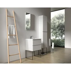 Aquazuro Wastafelonderkast Napoli 59cm - Hoogglans Wit - Met 2 Lades - 59,4x50x47,5cm
