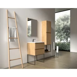 Aquazuro Wastafelonderkast Napoli 59cm - Natuur Eiken Houtlook - Met 2 Lades - 59,4x50x47,5cm