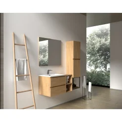 Aquazuro Wastafelonderkast Napoli 59cm - Natuur Eiken Houtlook - Met 2 Lades - 59,4x50x47,5cm