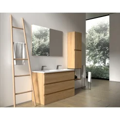 Aquazuro Wastafelonderkast Napoli 119cm - Natuur Eik Houtlook - Met 3 Lades - 119,4x75x47,5cm