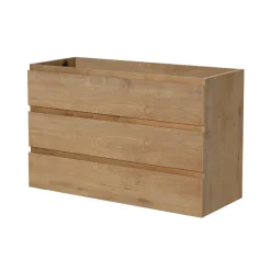 Aquazuro Wastafelonderkast Napoli 119cm - Natuur Eik Houtlook - Met 3 Lades - 119,4x75x47,5cm