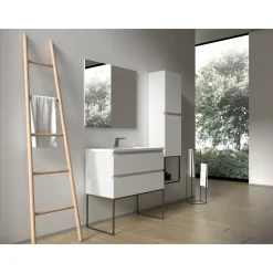 Aquazuro Wastafelonderkast Napoli 89cm - Hoogglans Wit - Met 2 Lades - 89,4x50x47,5cm