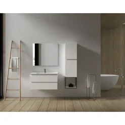 Aquazuro Wastafelonderkast Napoli 89cm - Hoogglans Wit - Met 2 Lades - 89,4x50x47,5cm