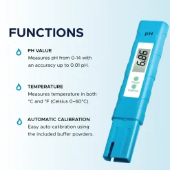 Aquila Digitale Ph Meter & Thermometer Voor Water – Zwembad & Aquarium – Inclusief Batterijen