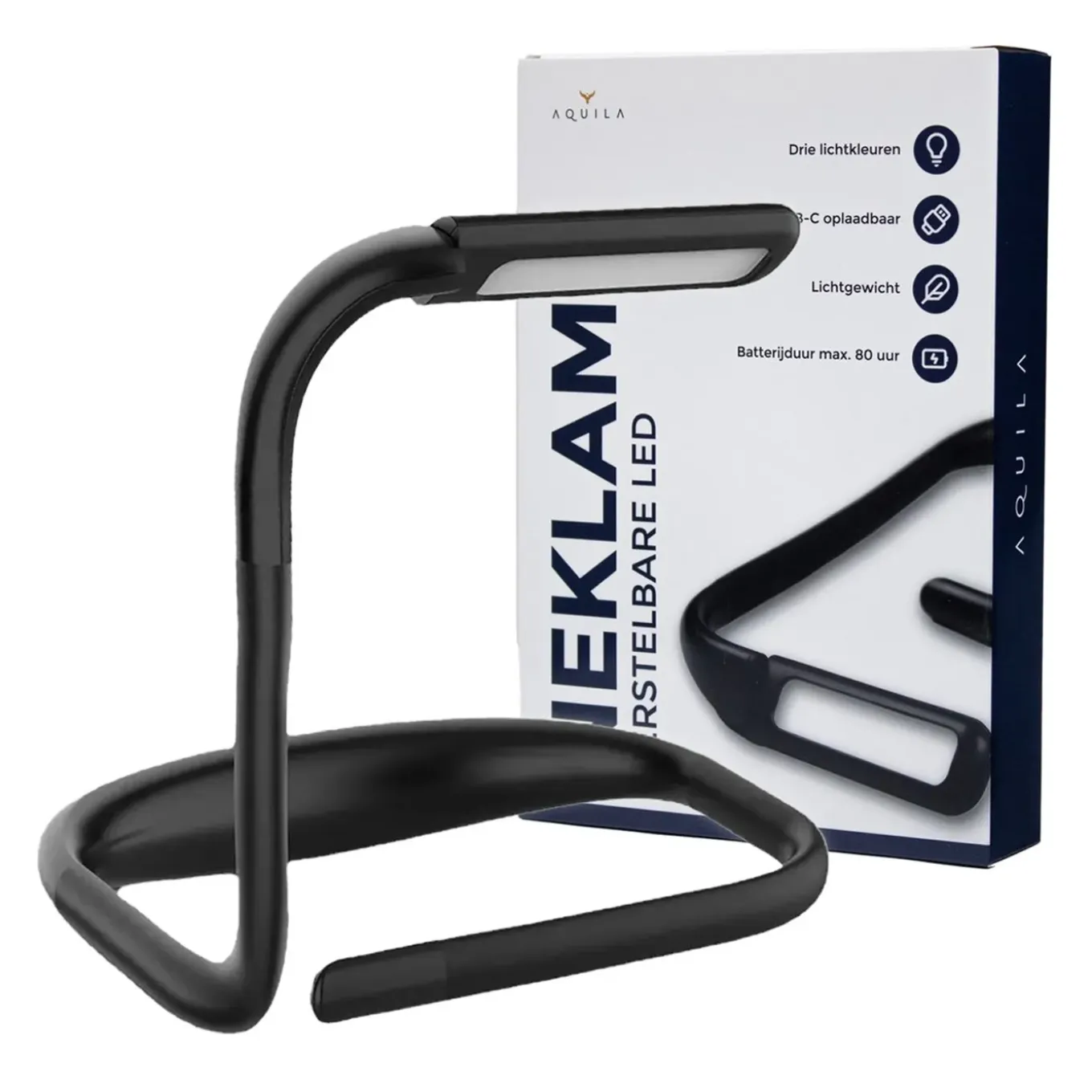 Aquila Neklamp Voor Boek & Haakwerk - Flexibele Led Leeslamp - Leeslampje Voor Bed - Usb Oplaadbaar