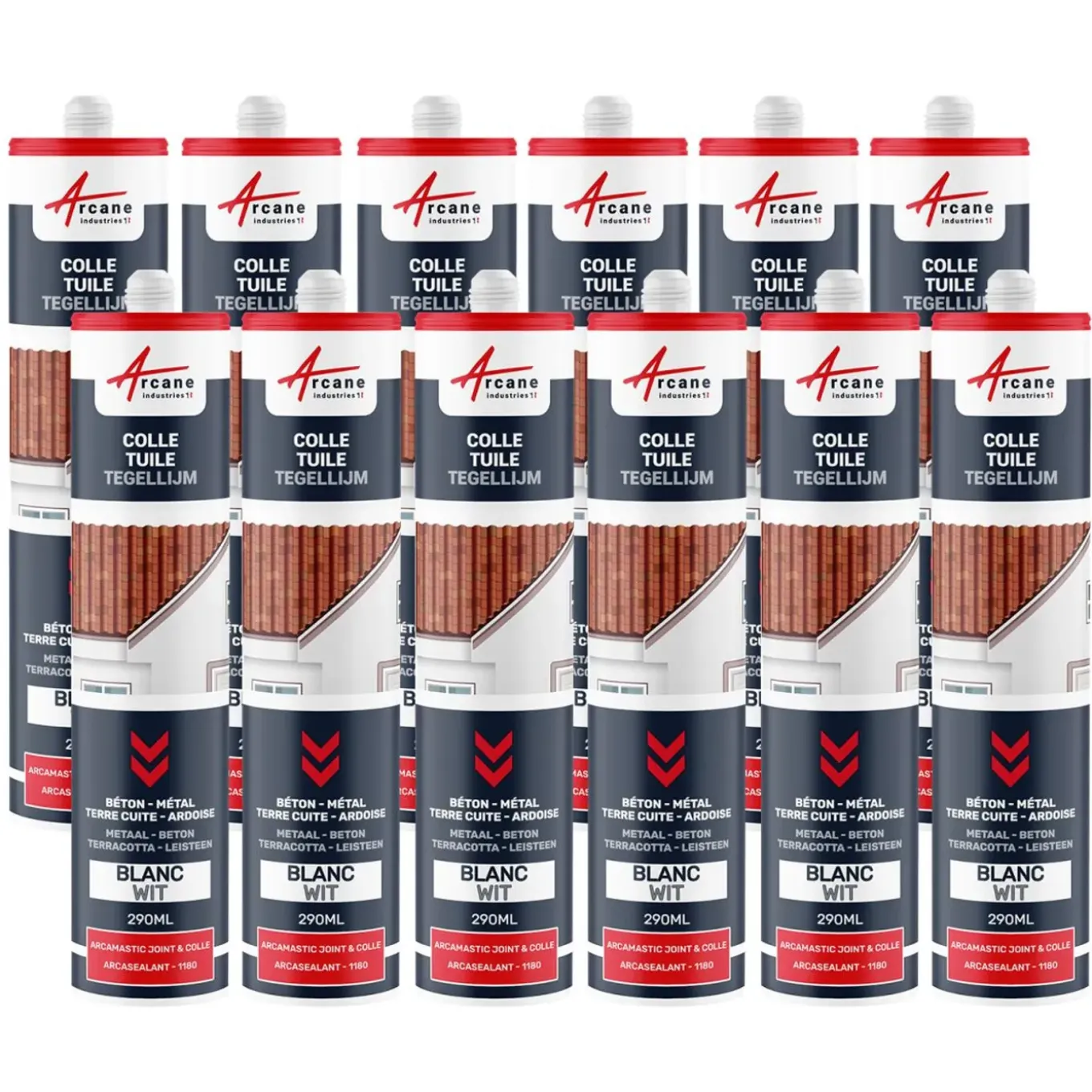 Arcane Industries - Hybride Polyurethaan Kit-lijm Voor Dakpannen Signaalgrijs Ral 7004 - 290 Ml X 12
