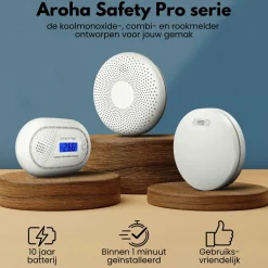 Aroha Safety Pro Mini Rookmelder Sleep Line – 10 Jaar Batterij - Brandmelder Zonder Led - 5 Set