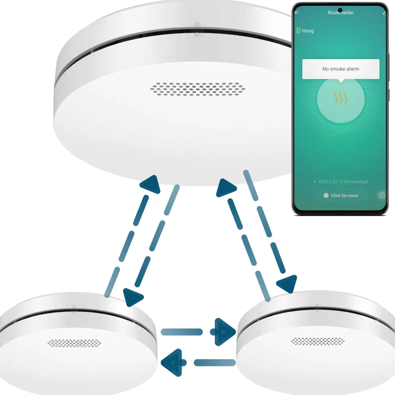 Aroha Smart Connect & Link Rookmelder Wifi - 10 Jaar Batterij - Koppelbare Brandmelder - 3 Set