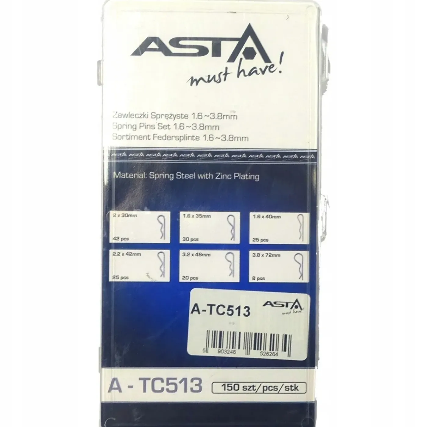 ASTA Tools Asta Assortiment Borgpennen Splitpennen (150 St) R-clip (a-tc513)