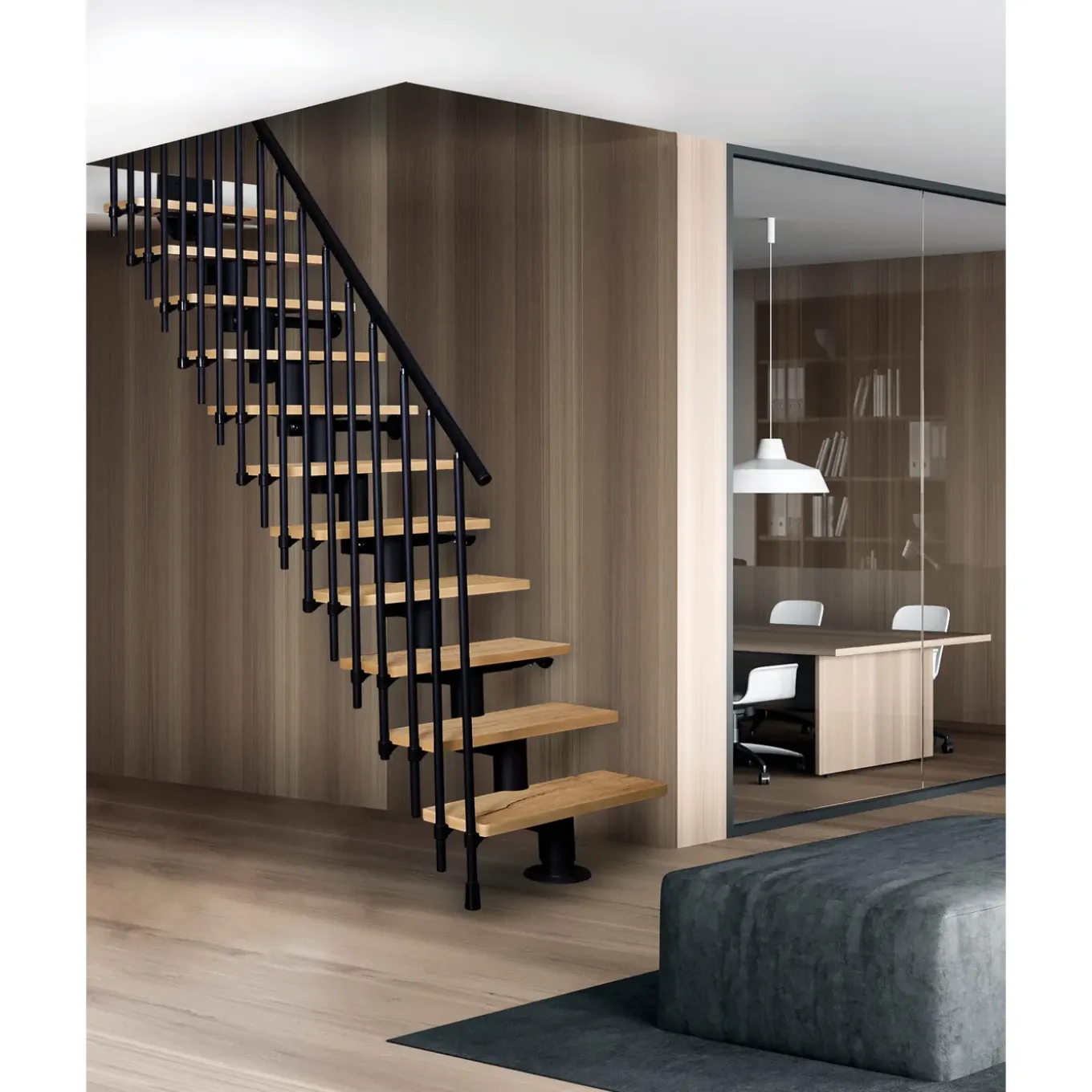 Atrium Modulaire Trap – Dixi Vertical 80 – 13 Treden – Eiken – RAL 9005