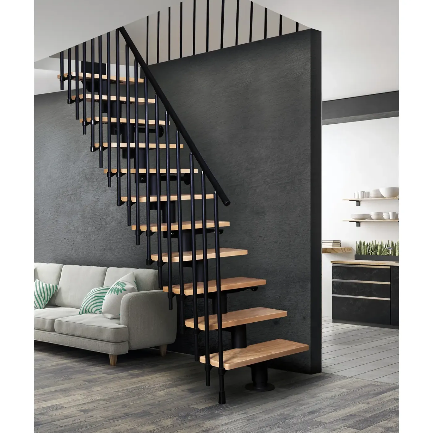 ATRIUM Modulaire Trap – Dixi Vertical 80 – 13 Treden – Beuken – RAL 9005