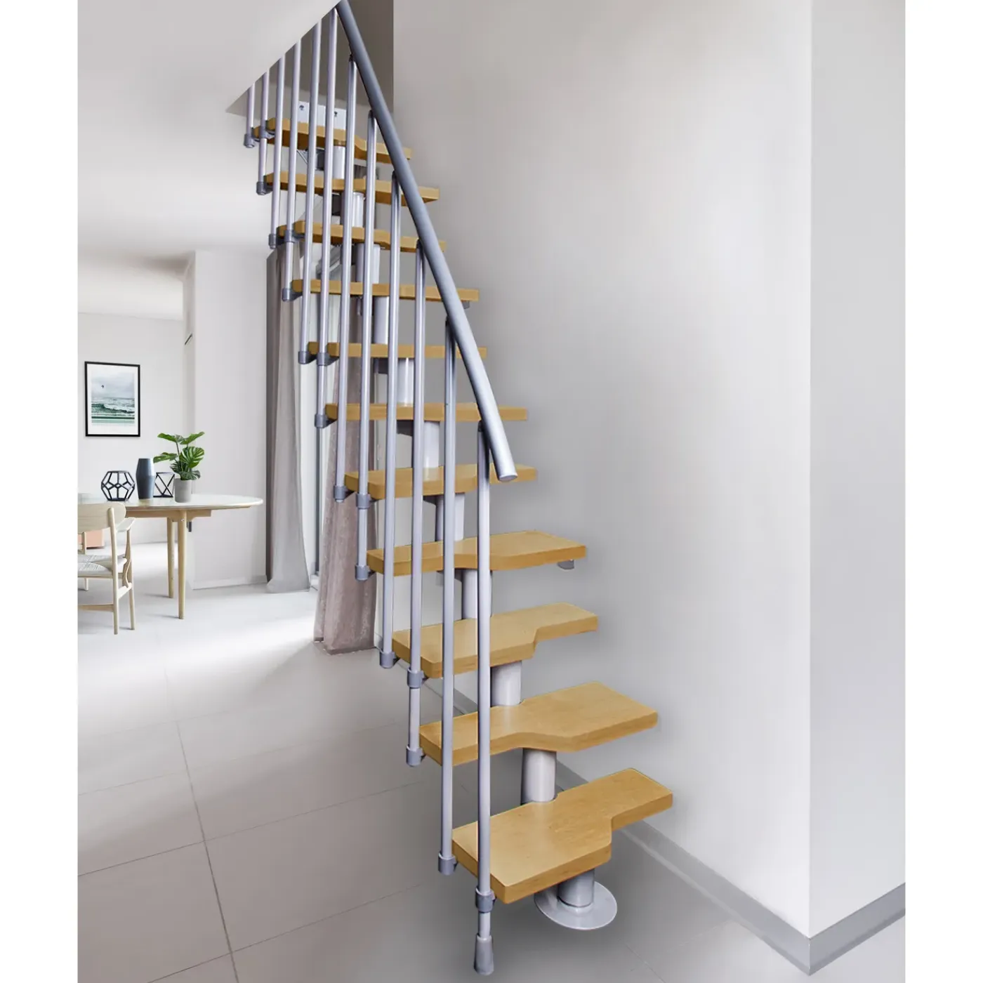 ATRIUM Modulaire Trap – Mini Vertical – 12 Treden – Beuken – Ral 9006