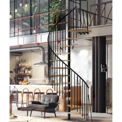 Atrium Wenteltrap – Novo 140 Type 6 – 12 Treden + Platform – Eiken – Ral 9005