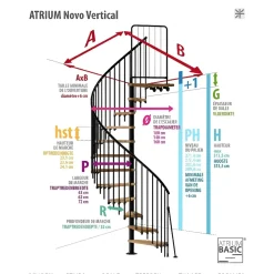 ATRIUM Wenteltrap – Novo 160 Type 6 – 12 Treden + Platform – Beuken – Ral 9006
