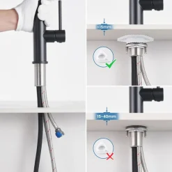 AURALUM PRO Keukenkraan Zwart Inox Uittrekbare Douche