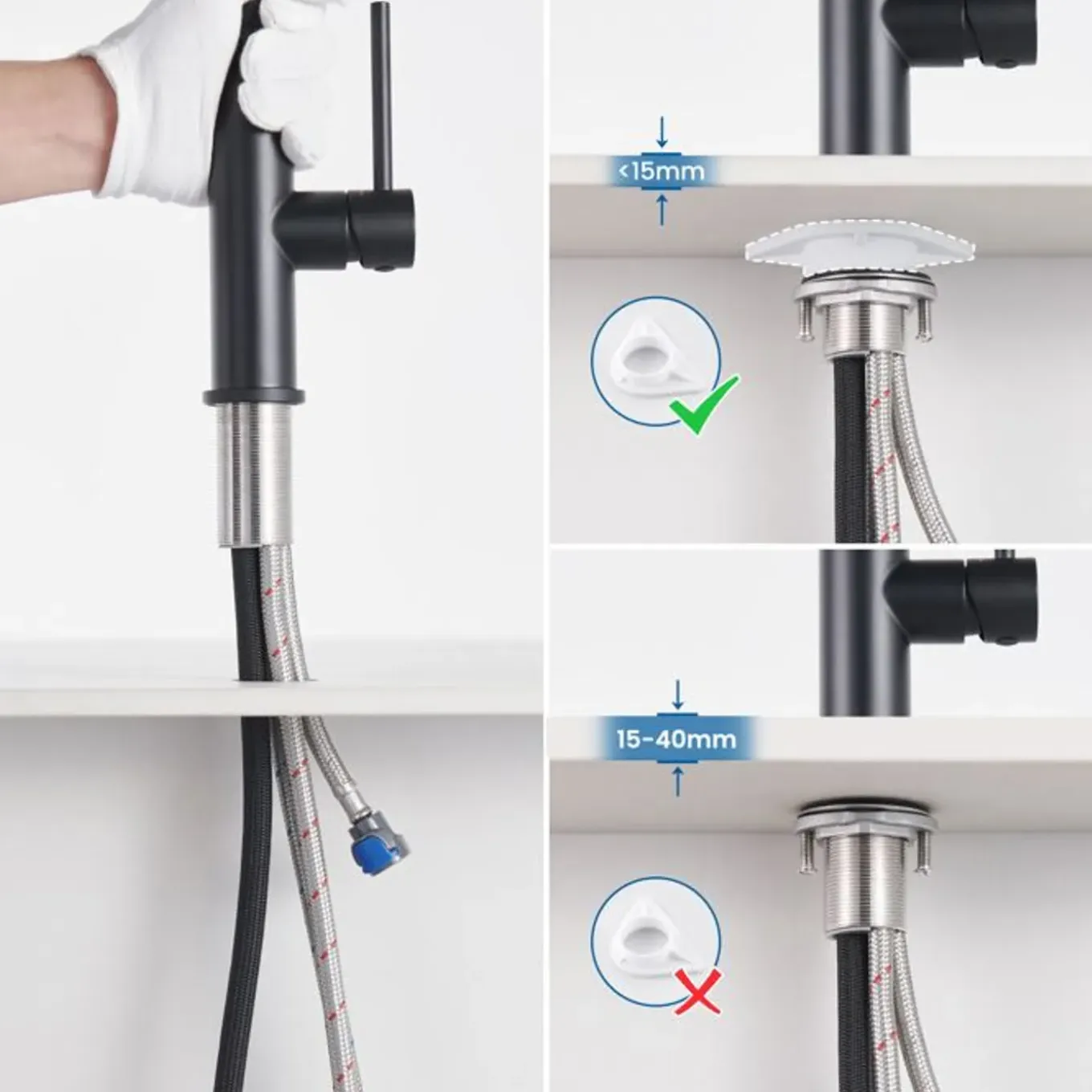 AURALUM PRO Keukenkraan Zwart Inox Uittrekbare Douche