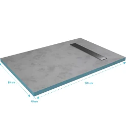 Aurlane - Douchebak Om Te Betegelen - Rainy / Caniveau - Grijs - 120x90x200cm